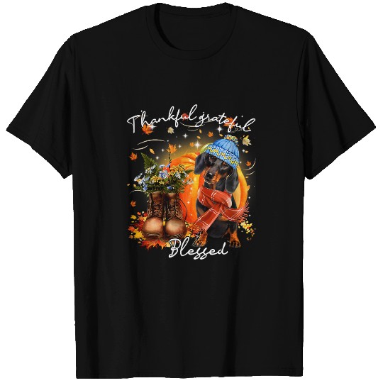 Dachshund Pet Thankful Grateful Blessed Dachshund Pumpkin Fall 6 T-Shirts