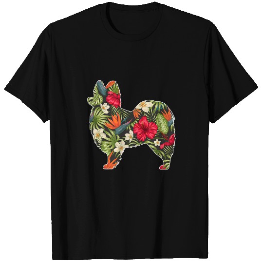 Papillon Pet Summer Tropical Floral Print Flower Hawaii Men Girl T-Shirts
