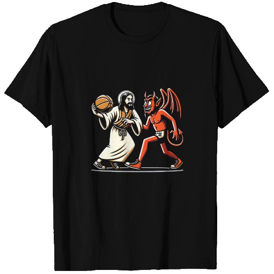 Sport Basketball Not Today Satan Jesus Playing Basketball Satan Christian T-Shirts