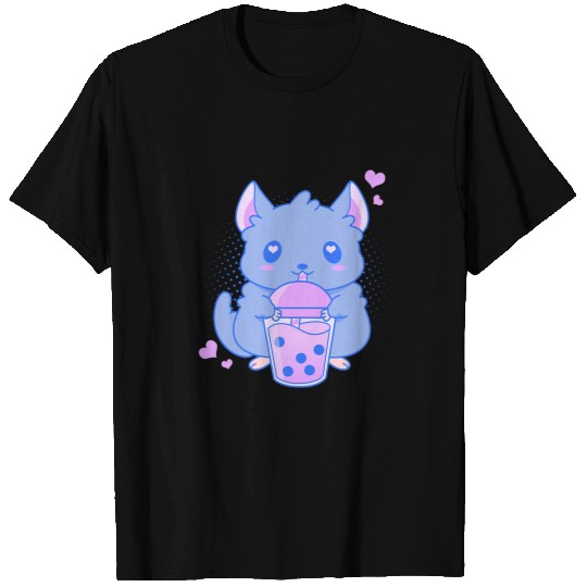 Chinchilla Mammal Cute Kawaii Chinchilla Drinking Bubble Tea Boba Tea T-Shirts