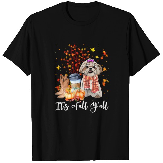 Shih Tzu Pet Its Fall Yall Shih Tzu Dog Pumpkin Fall Autumn333 T-Shirts