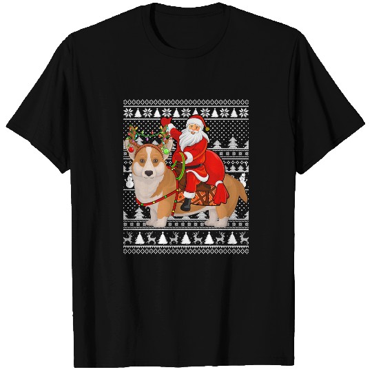 Corgi Pet Dog Funny Santa Riding Welsh Corgi Ugly Christmas 18 T-Shirts