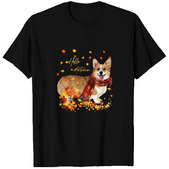 Corgi Pet Dog Leaf Fall Hello Autumn For Welsh Corgi Thanksgiving 125 T-Shirts