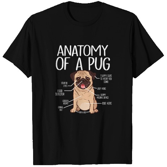 Pug Pet Dog Breed Animal Pet Dog Cute Pug Lover Anatomy Of A T-Shirts