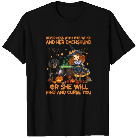 Dachshund Pet Witch Dog Funny Halloween Costume Creepy Moon 124 T-Shirts