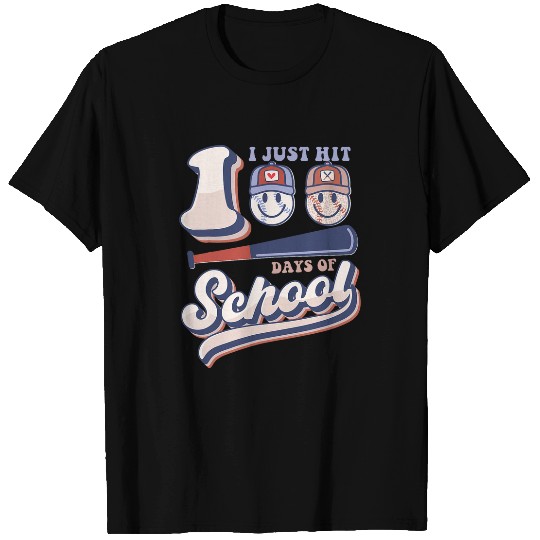 Sport Baseball Just Hit 100 Days Of School Baseball Teacher Boys 100th Day T-Shirts