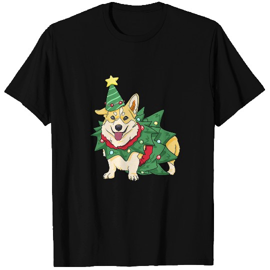 Corgi Pet Dog Santa Christmas Tree Lights xmass Men Women Kids 393 T-Shirts
