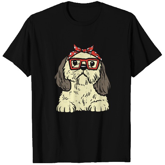 Shih Tzu Pet Polka Dots Bandana Dog Lover Owner Girls Women T-Shirts