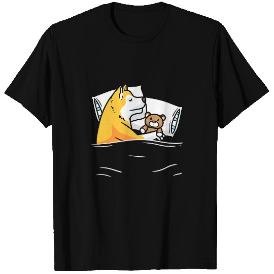 Akita Pet Inu Dog With Stuffed Animal Sleeping 3 Dog 6 T-Shirts