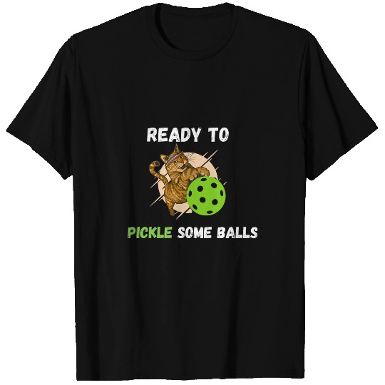 Sport Pickleball Gifts. Ready To Pickle Some Balls. Funny Cat Meme T-Shirts