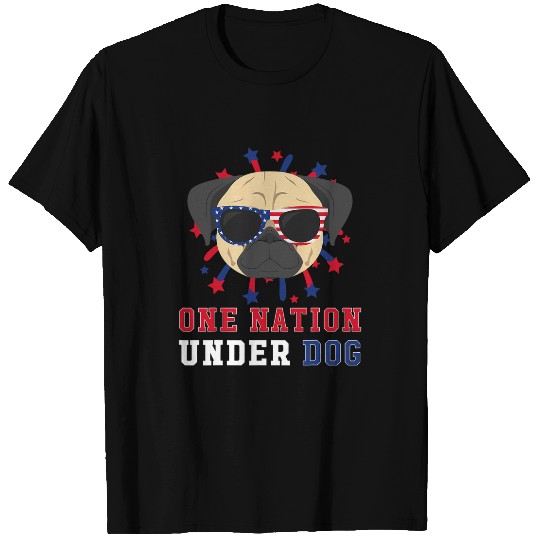 Pug Pet 2One Nation Under Dog 4th Of July T-Shirts