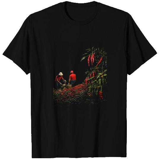Chili Hot Pepper Chillis Field Peppers Harvesting Farming T-Shirts