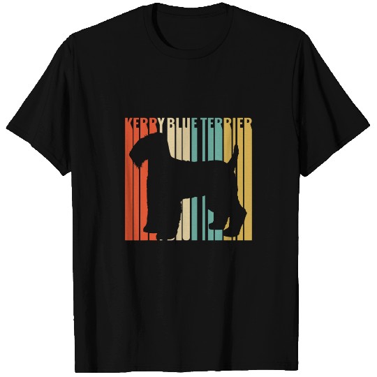 Kerry Blue Terrier Pet Retro 1970s Dog Silhouette Blue Terrier T-Shirts