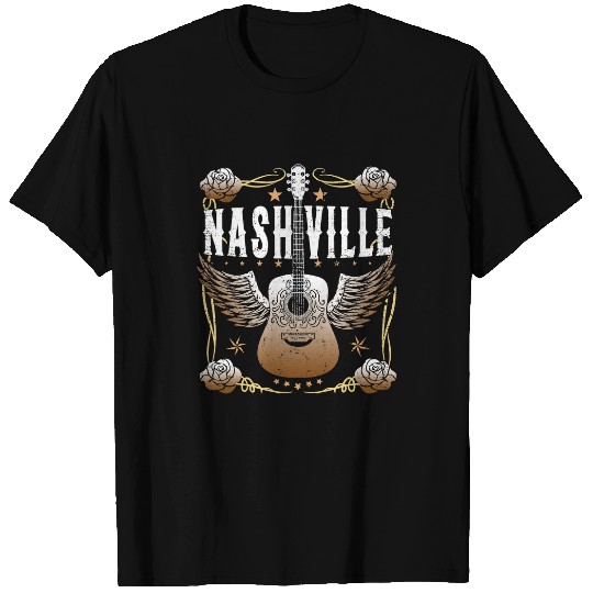 Funny Guitar Vintage Nashville Country Music City Guitar Player Womens Guitarist T-Shirts