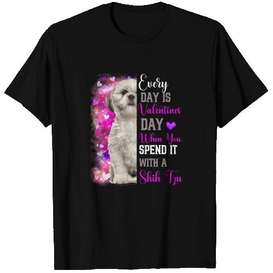 Shih Tzu Pet Mom Funny Valentines Day Dog Lovers Pink Shitzu T-Shirts
