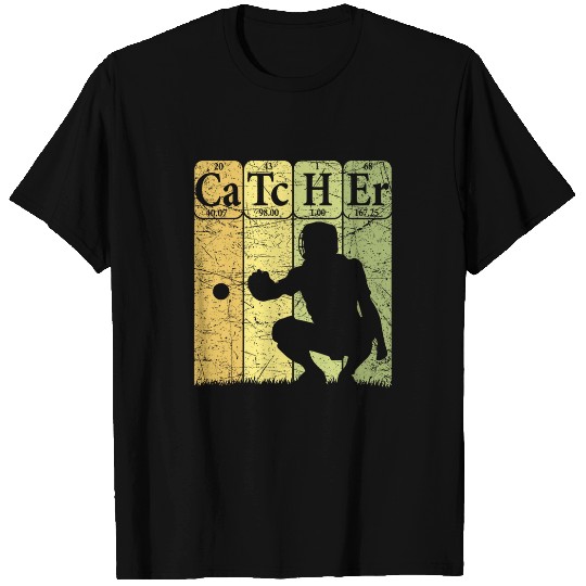 Sport Baseball Periodic Table Elements Nerd Baseball Catcher Retro 2 T-Shirts