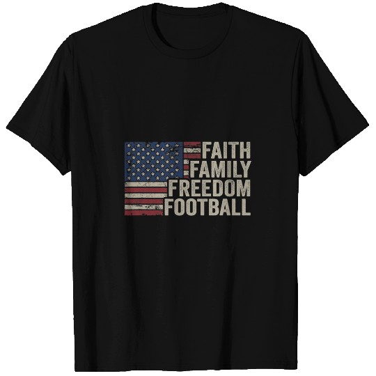 Sport American Football Faith Family Freedom Football Vintage American Flag Player T-Shirts