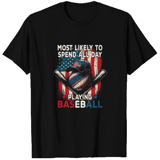 Sport Baseball Funny Fourth Of July Quote Baseball Player Retro July 4th T-Shirts