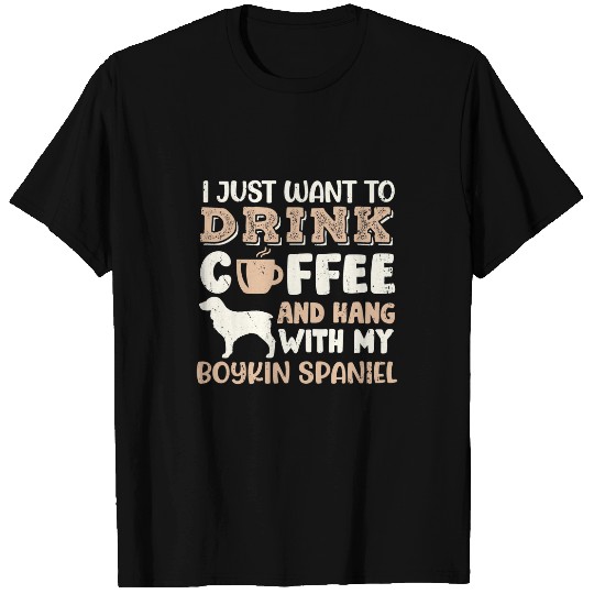 Boykin Spaniel Pet Funny Boykin Spaniel Drink Coffee Hand With Dog Mom T-Shirts