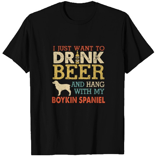 Boykin Spaniel Pet Dad Drink Beer Hang With Dog Funny Vintage T-Shirts