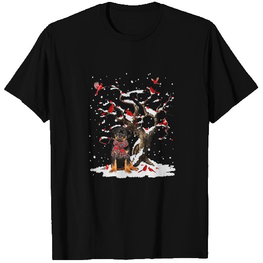 Rottweiler Pet Scarf Cardinal Snow Christmas 237 T-Shirts
