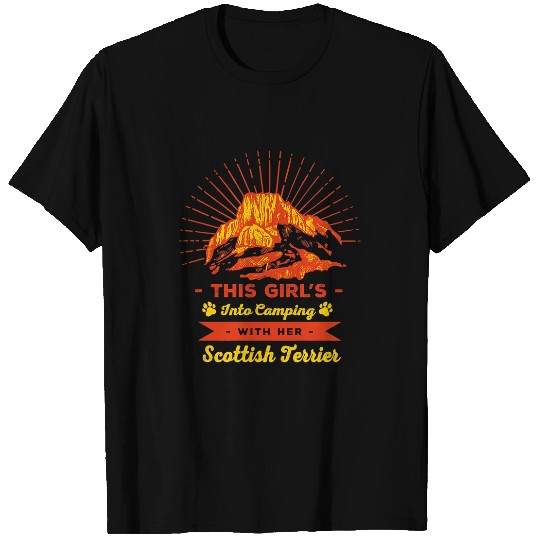 Scottish Terrier Pet Girls Into Camping with Her Scottish Terrier Scottie Dog T-Shirts