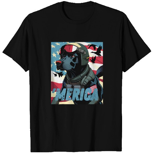 Labrador Pet Merica Patriotic Black Labrador. Duck Hunting. Dove hunter T-Shirts