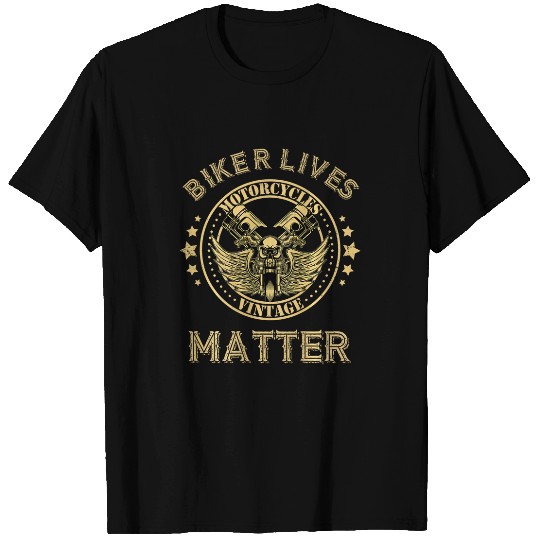 Biker Lives Matter Funny Bikers Distressed Skull Angel Wings T-Shirts