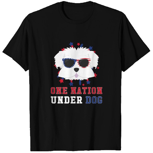 Maltese Pet One Nation Under Dog Fourth Of July T-Shirts