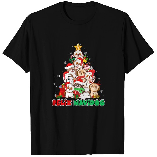 Shih Tzu Pet Feliz Navidog Feliz Navidad Christmas Shih Tzu T-Shirts