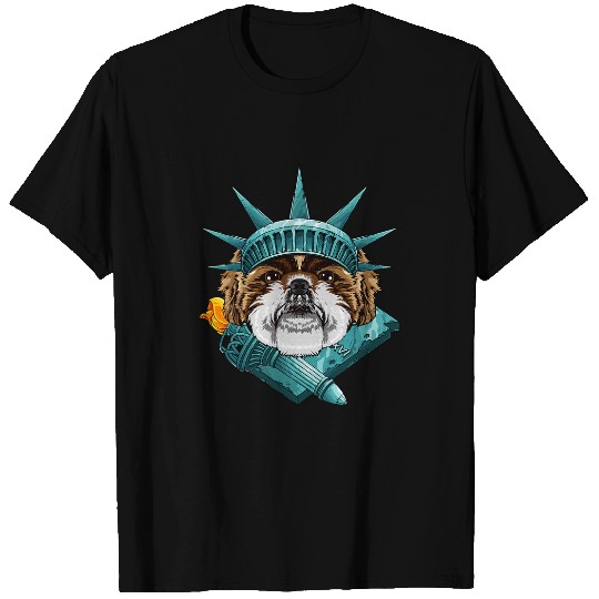 Shih Tzu Pet Statue Of Liberty Shih Tzu 4th Of July Dog USA America T-Shirts