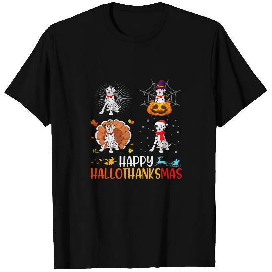 Dalmatian Pet Cute Dog Dalmatian Witch Moon Spider Halloween Spooky Season T-Shirts