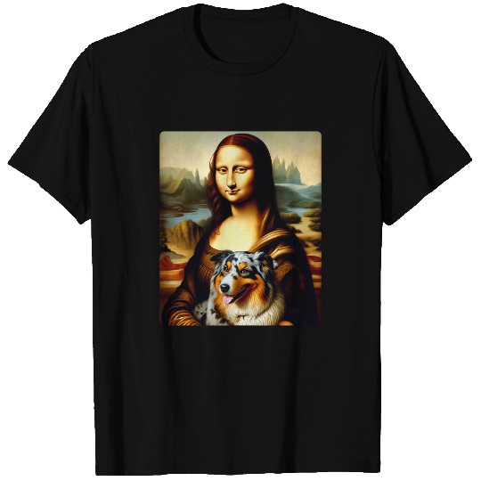 Australian Shepherd Pet Mona Lisa Australian Shepherd Twist Artistic Dog Portrait 1 T-Shirts