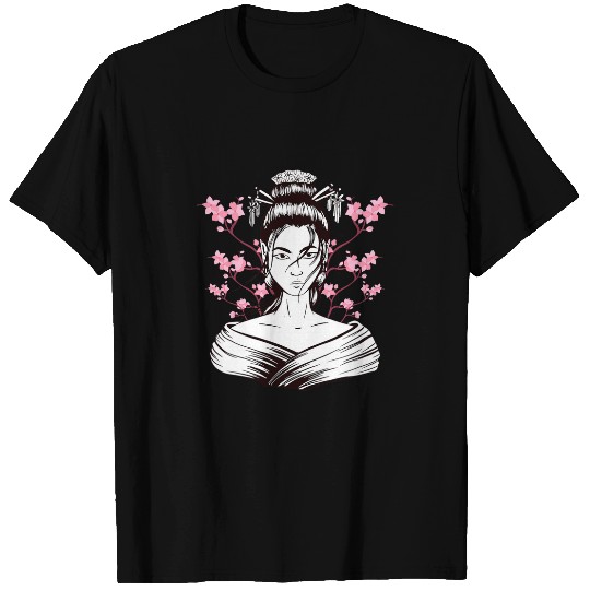Discover Geisha Girl Sakura Cherry Blossom Japan Art Japanese T-Shirts