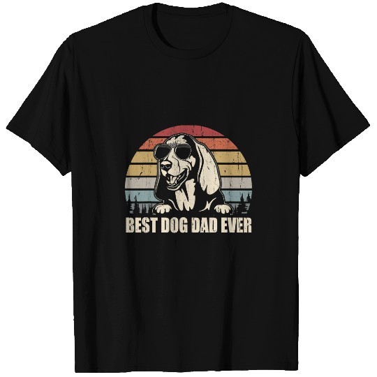 Basset Hound Pet Mens Basset Hound Dad bests Dog Dad Ever Funny Vintage Retro T-Shirts
