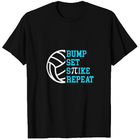 Discover Sport Volleyball Pi Day Volleyball Bump Set Spike Repeat Math Teacher Pi T-Shirts