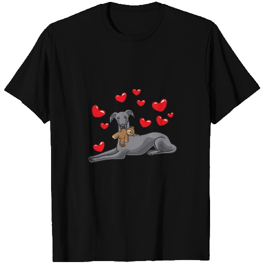 Greyhound Pet Dog With Stuffed Animal And Hearts T-Shirts