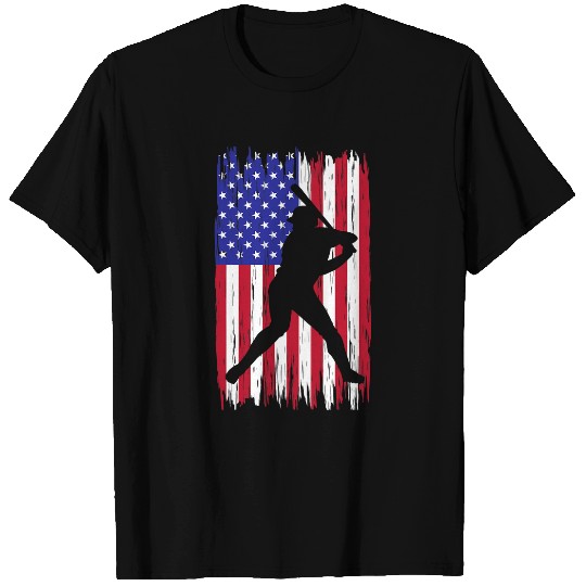 Sport Baseball Pitcher Player American Flag USA Distressed Vintage T-Shirts
