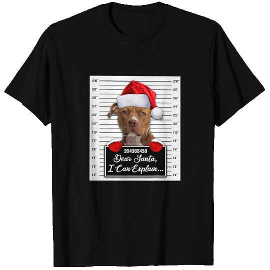 Pitbull Pet Bully Dear Santa I Can Explain Funny Christmas Pitbull Terrier T-Shirts