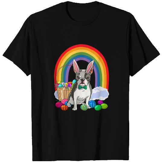 Boston Terrier Pet Funny Boston Terrier Dog Mom Easter Eggs Bunny Rabbit T-Shirts