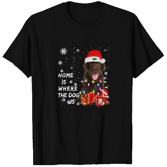 Labrador Pet Chocolate Labrador Santa Christmas Tree Lights xmass Boys T-Shirts