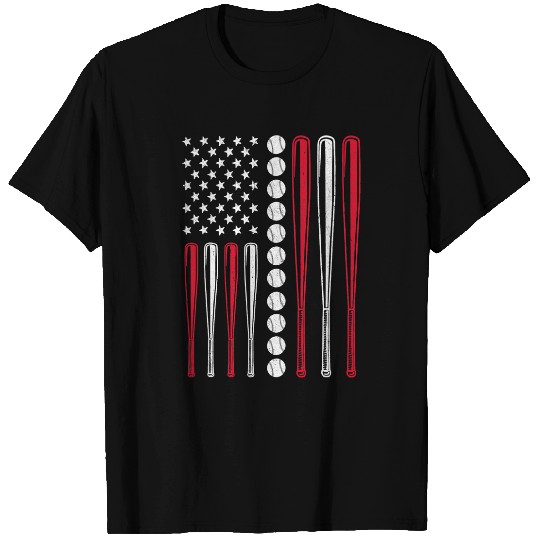 Sport Baseball USA American Flag Baseball 4th of July Men Women Boy Girl T-Shirts