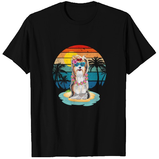 Biewer Terrier Pet Vintage Beach Tropical Summer Vacation Biewer Terrier Lover T-Shirts