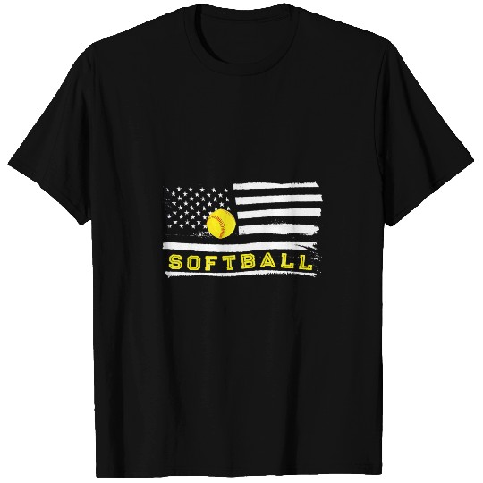 Sport Softball American Flag Softball Team Coachs Softball Competition T-Shirts