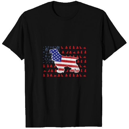 Cocker Spaniel Pet English Cocker Spaniel American Flag 4th Of July Men Women T-Shirts