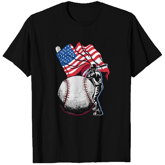 Sport Baseball Vintage Baseball 4th Of July Men USA American Flag Boys T-Shirts