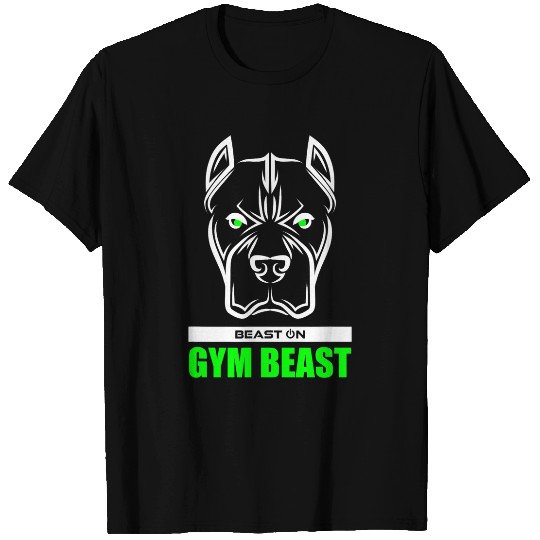 Pitbull Pet Bully Gym Beast Pitbull Head Green Gym Fitness Workout Training T-Shirts