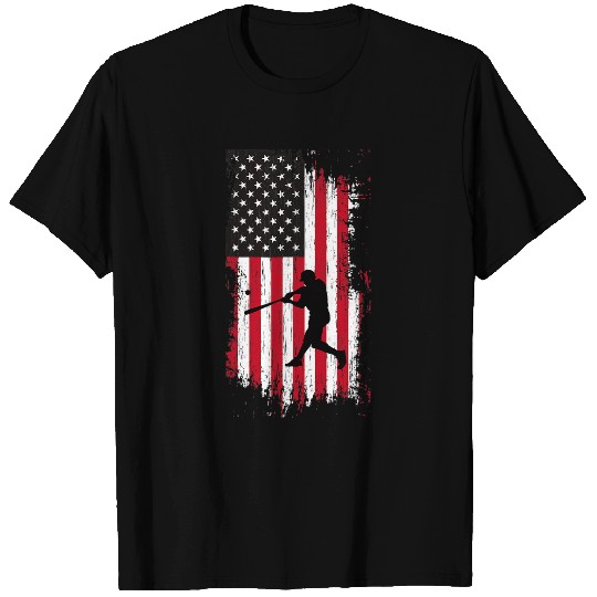 Sport Baseball Vintage Baseball 4th Of July Men USA American Flag Boys 3 T-Shirts