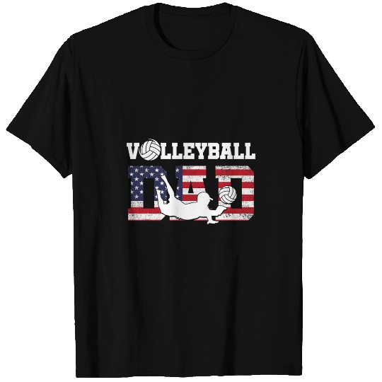 Sport Volleyball US American Flag Volleyball Dad Father Ball Sports Player T-Shirts