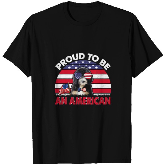 Bernedoodle Pet American Proud Funny American Flag Cute T-Shirts